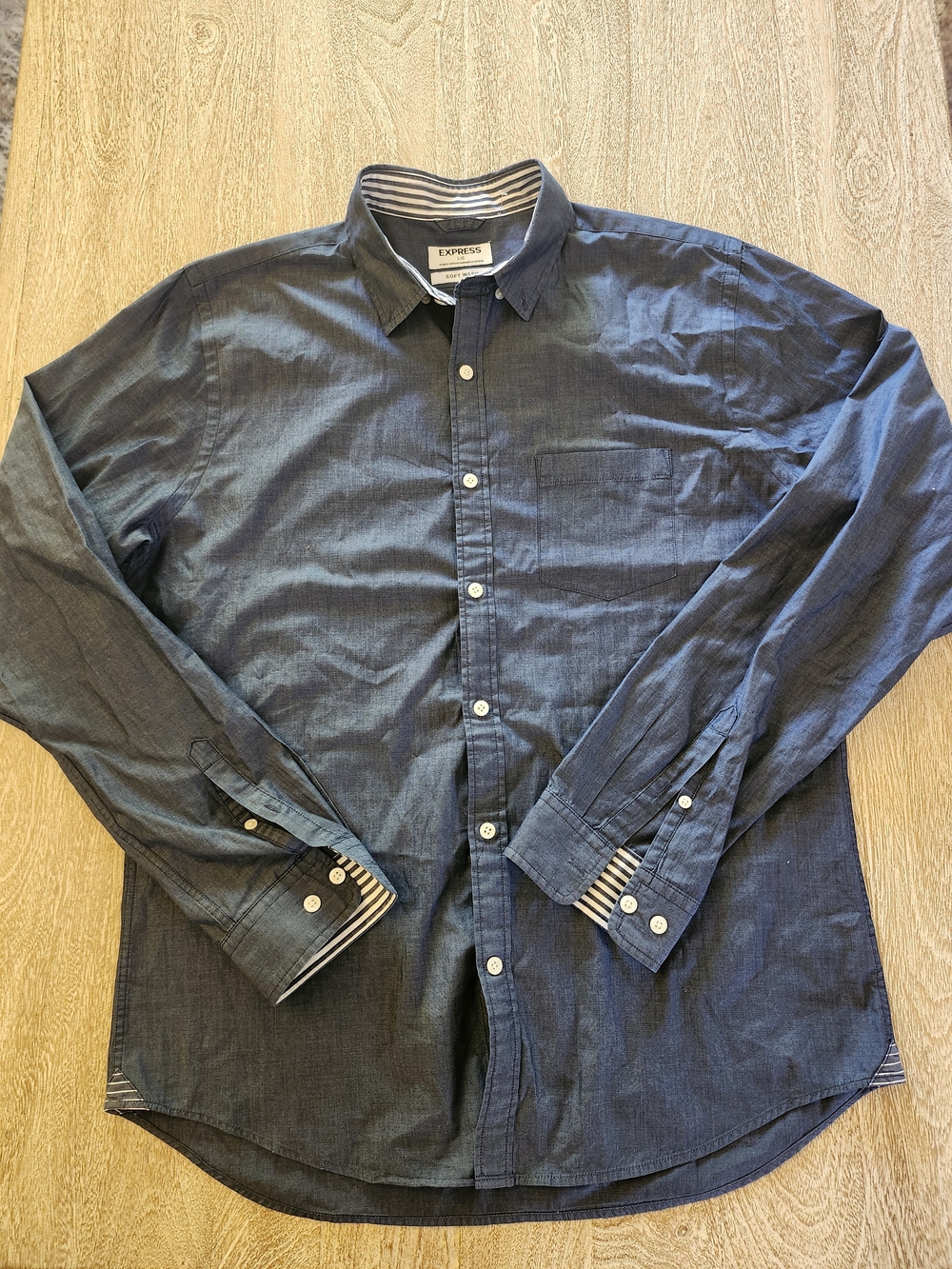 Express Men's Dark Blue Button-Up Dress Shirt